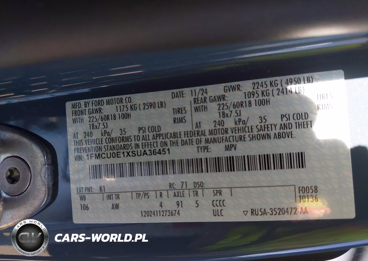 2025 Ford Escape Phev VIN:1FMCU0E1XSUA36451 - 9