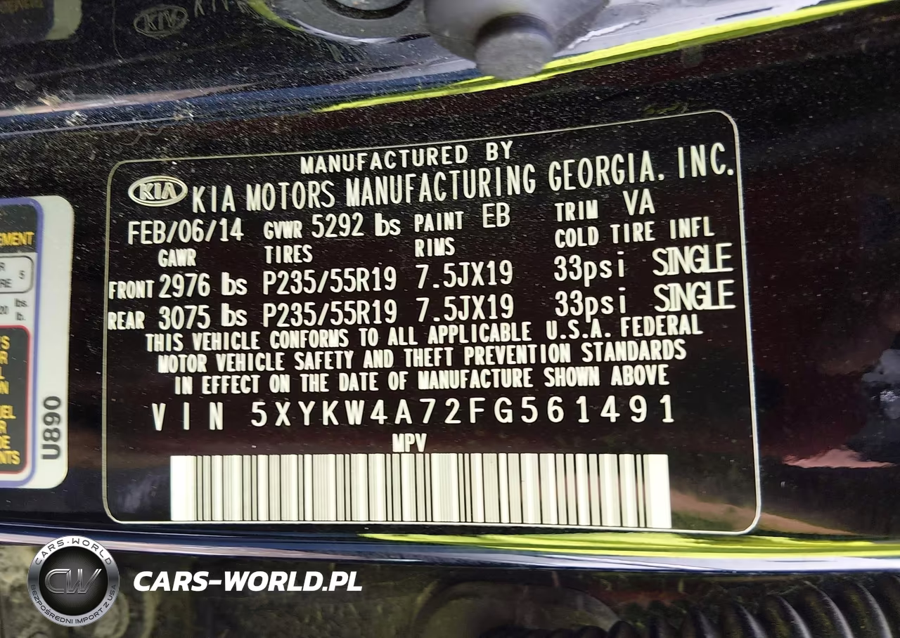 2015 Kia Sorento Sx V6 VIN:5XYKW4A72FG561491 - 9