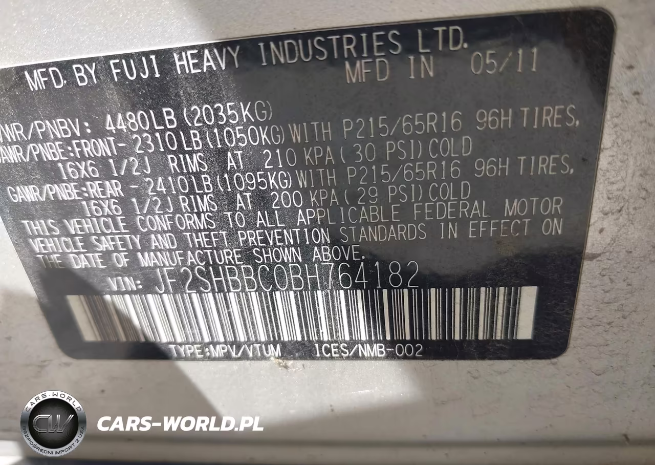 2011 Subaru Forester 2.5X VIN:JF2SHBBC0BH764182 - 9