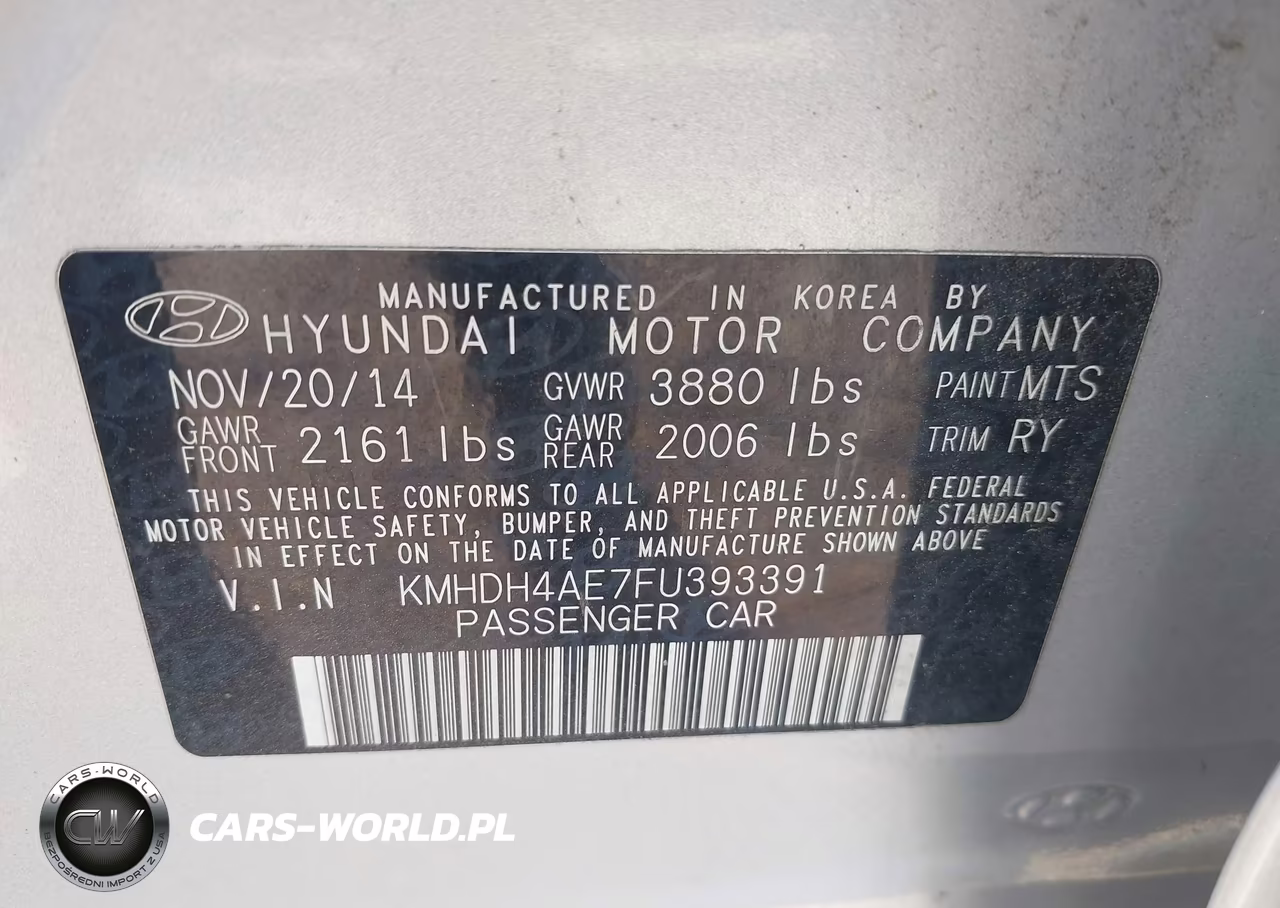2015 Hyundai Elantra Se VIN:KMHDH4AE7FU393391 - 9