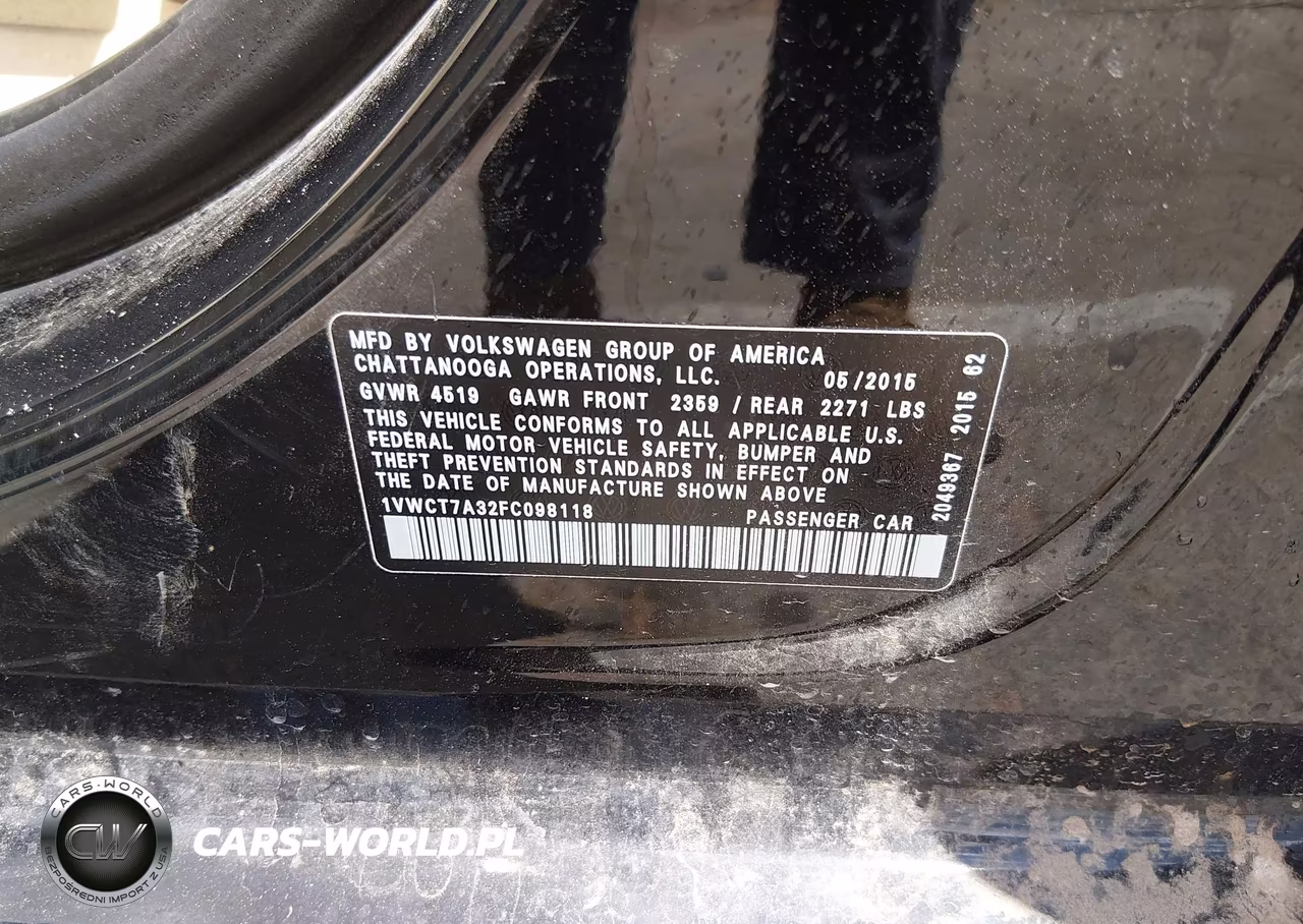 2015 Volkswagen Passat 1.8T Sel Premium VIN:1VWCT7A32FC098118 - 9
