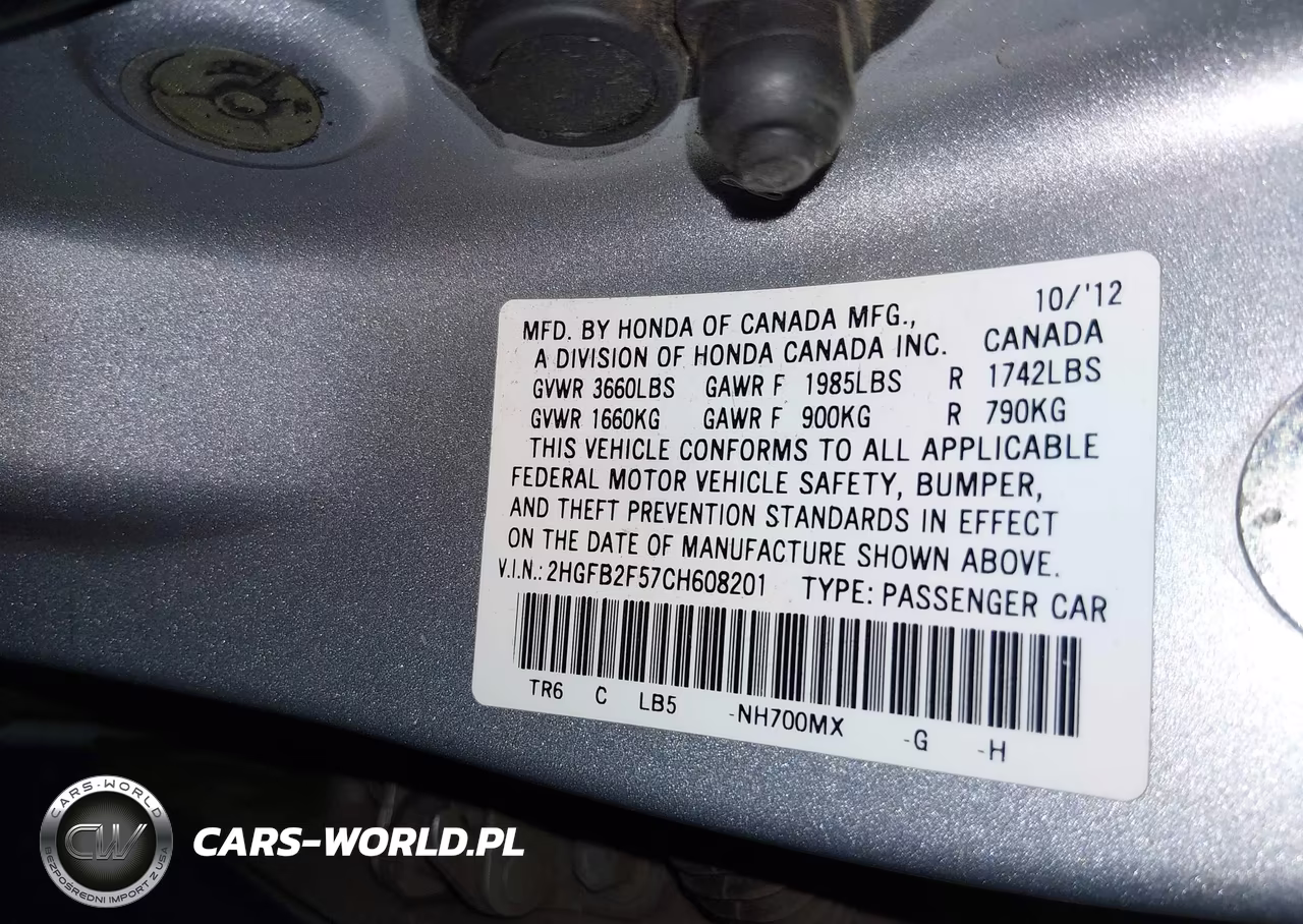 2012 Honda Civic Lx VIN:2HGFB2F57CH608201 - 9