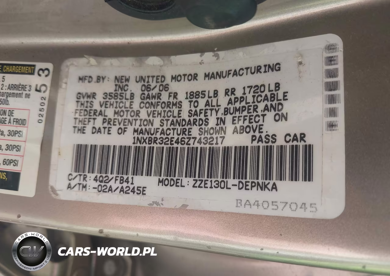 2006 Toyota Corolla Le VIN:1NXBR32E46Z743217 - 9