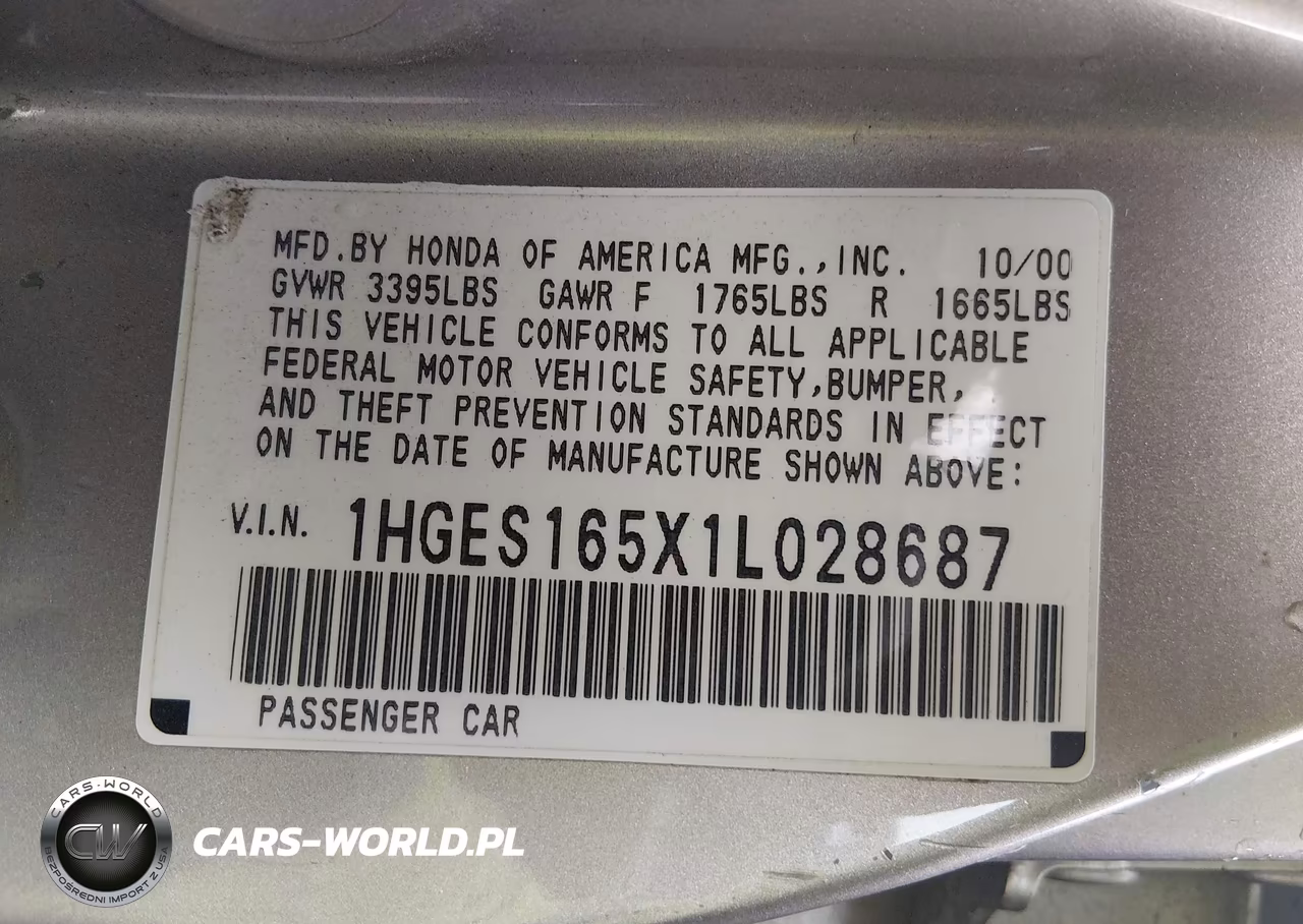 2001 Honda Civic Lx VIN:1HGES165X1L028687 - 9