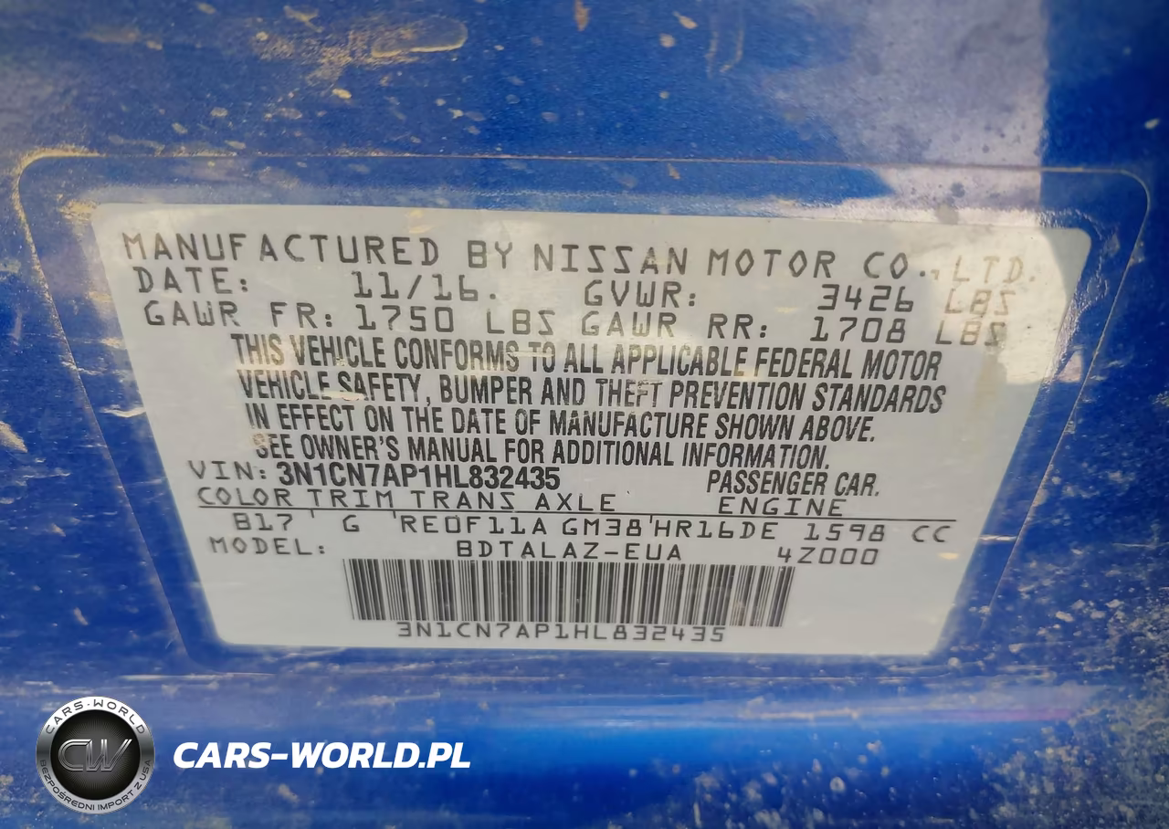2017 Nissan Versa 1.6 S+ VIN:3N1CN7AP1HL832435 - 9