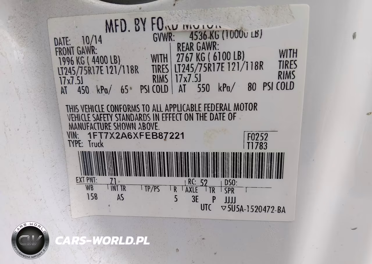2015 Ford F-250 Xl VIN:1FT7X2A6XFEB87221 - 9