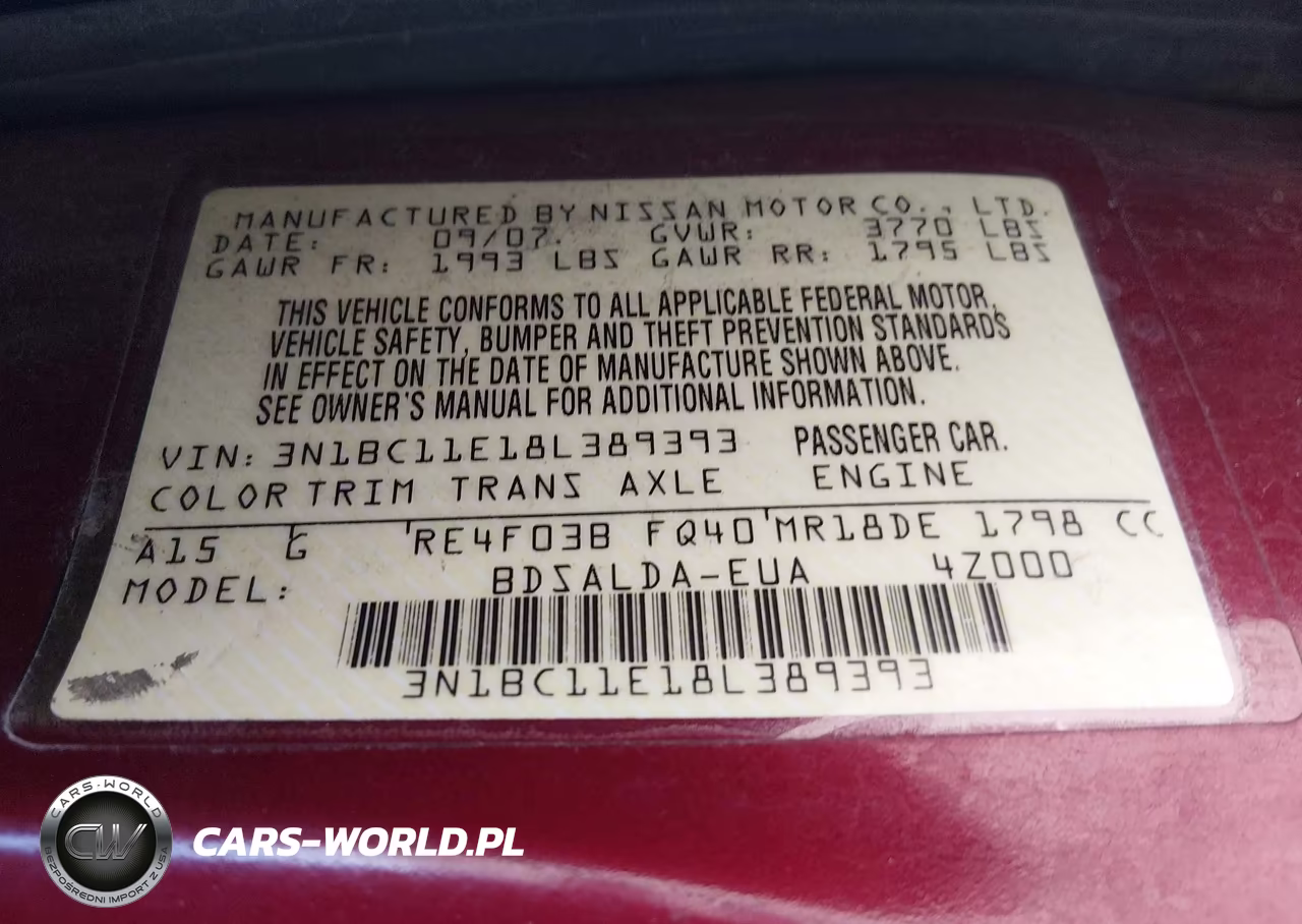 2008 Nissan Versa 1.8 S VIN:3N1BC11E18L389393 - 9
