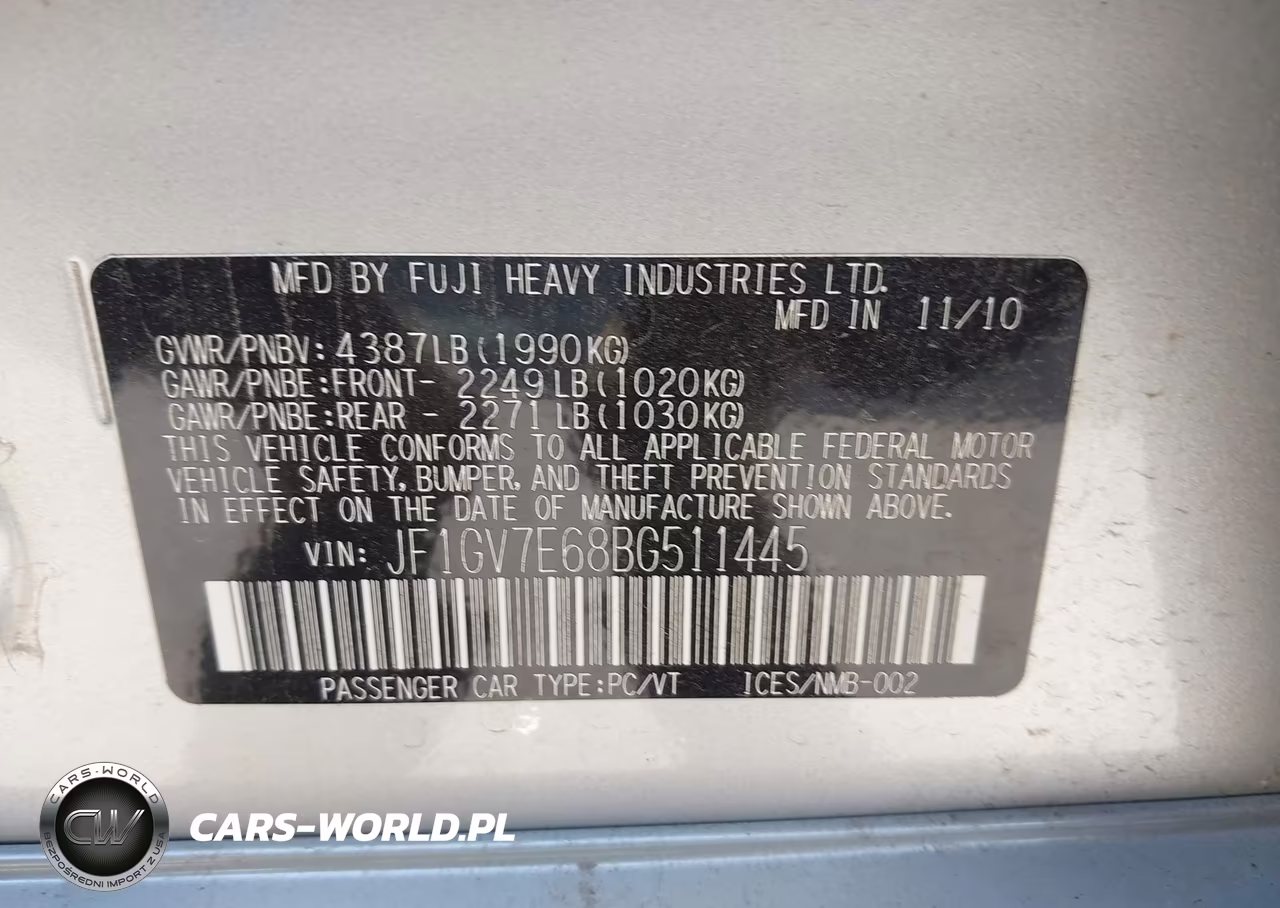 2011 Subaru Impreza Wrx VIN:JF1GV7E68BG511445 - 9