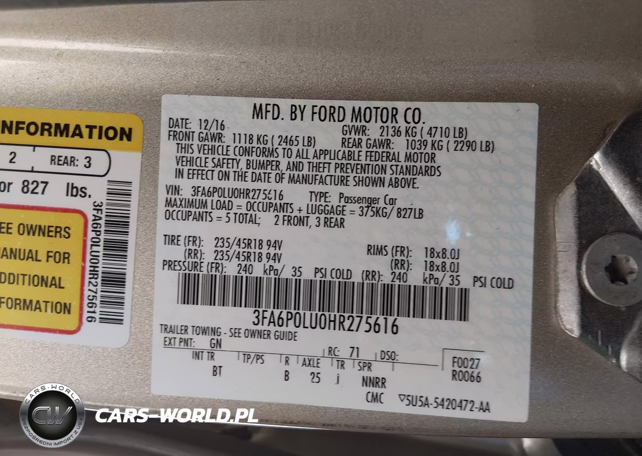 2017 Ford Fusion Hybrid Se VIN:3FA6P0LU0HR275616 - 9