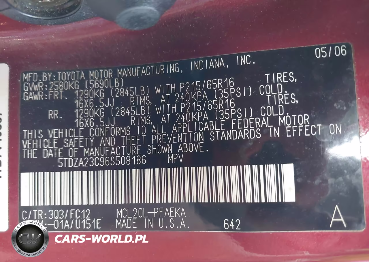 2006 Toyota Sienna Le VIN:5TDZA23C96S508186 - 9