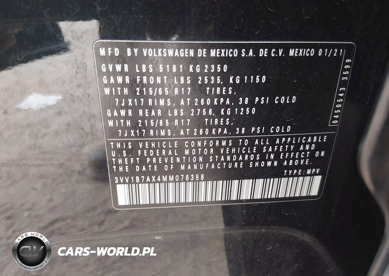 2021 Volkswagen Tiguan 2.0T S VIN:3VV1B7AX4MM076358 - 9
