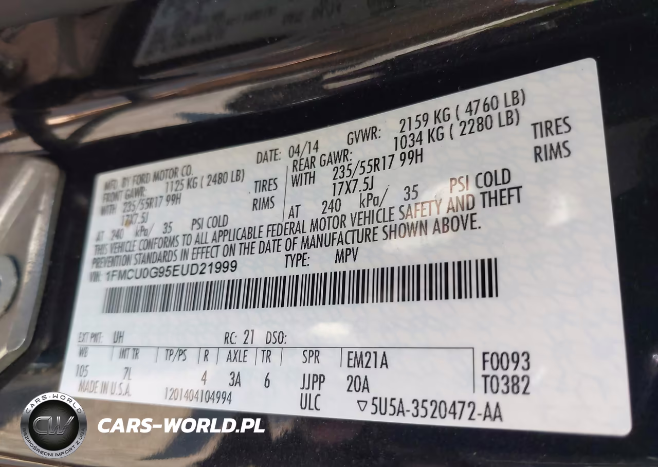 2014 Ford Escape Se VIN:1FMCU0G95EUD21999 - 9