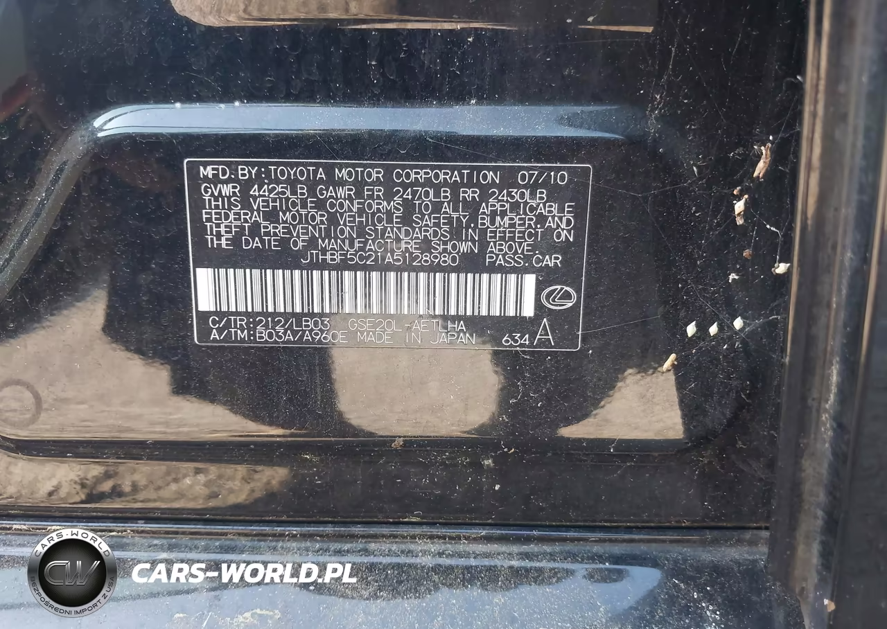2010 Lexus Is 250 VIN:JTHBF5C21A5128980 - 9