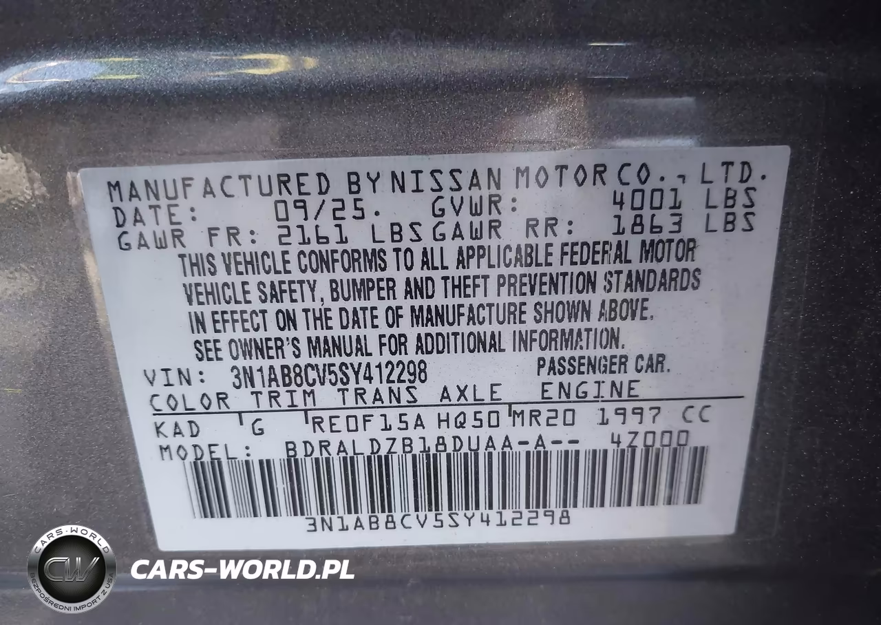 2025 Nissan Sentra Sv VIN:3N1AB8CV5SY412298 - 9