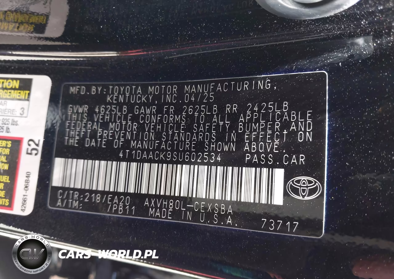 2025 Toyota Camry Se VIN:4T1DAACK9SU602534 - 9