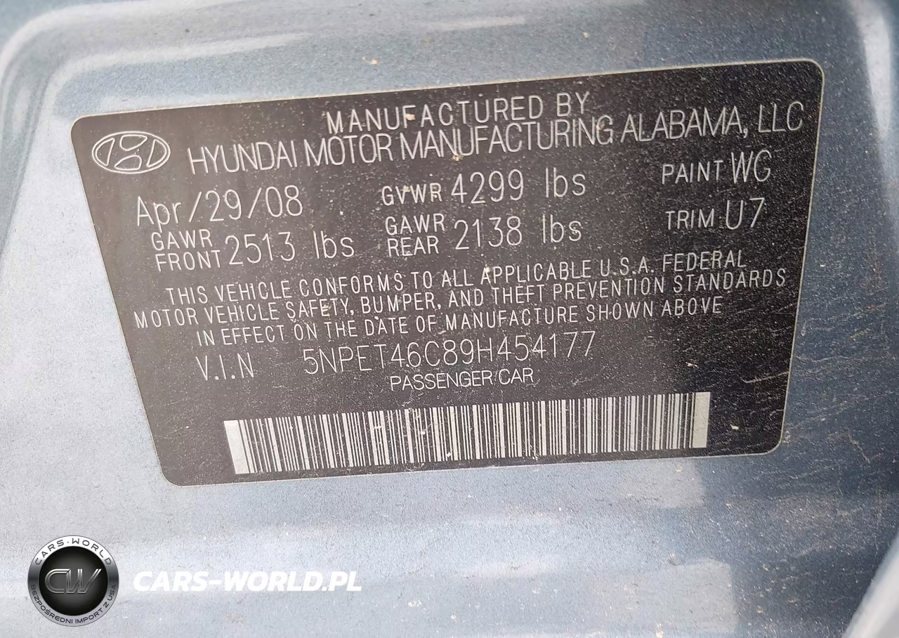 2009 Hyundai Sonata Gls VIN:5NPET46C89H454177 - 9
