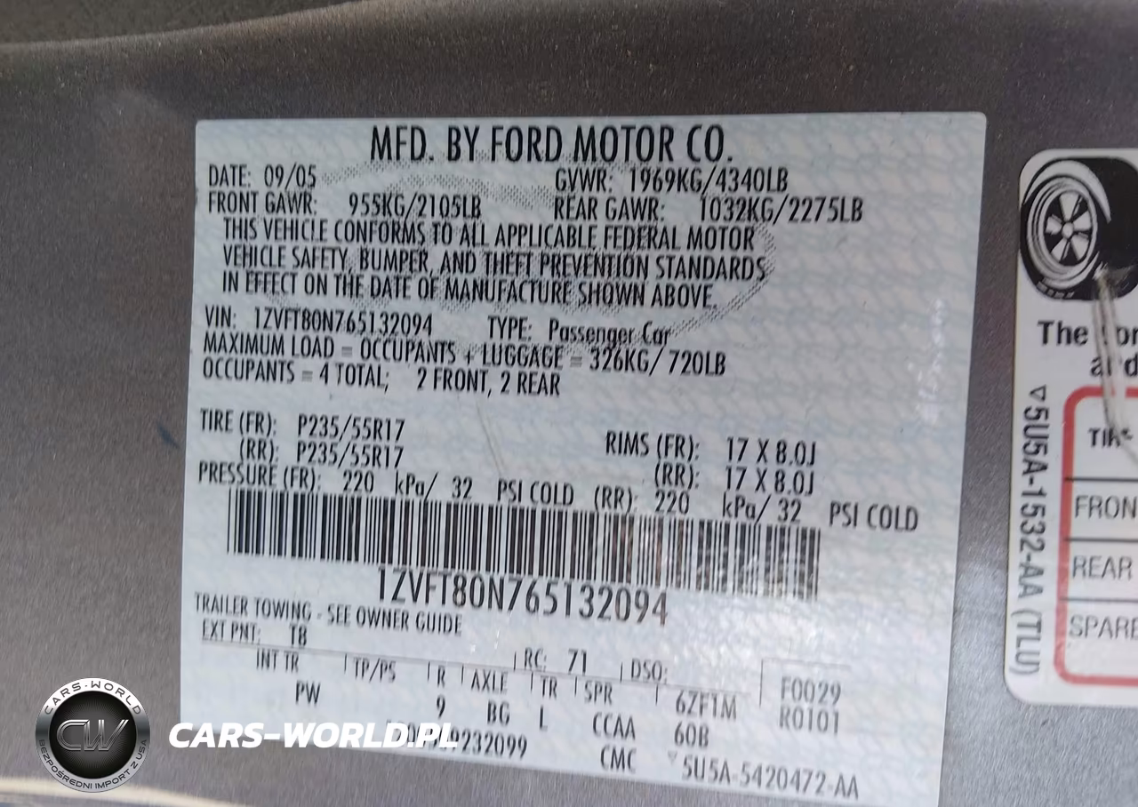 2006 Ford Mustang V6 VIN:1ZVFT80N765132094 - 9