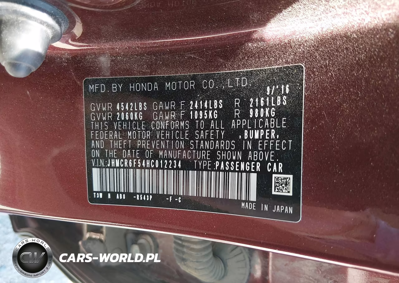 2017 Honda Accord Hybrid Ex-L VIN:JHMCR6F54HC012234 - 9