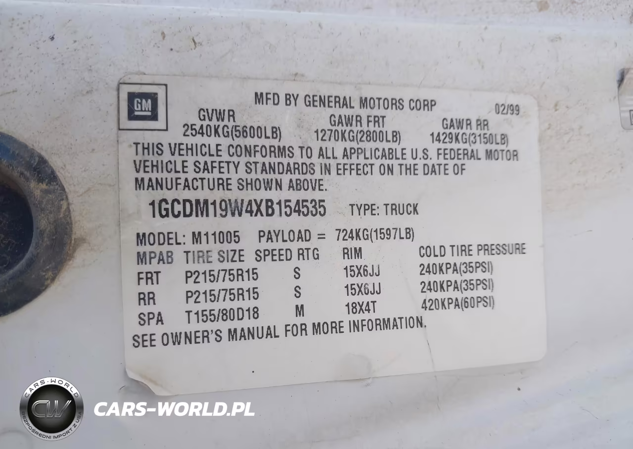 1999 Chevrolet Astro VIN:1GCDM19W4XB154535 - 9