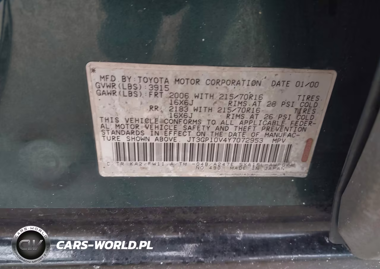 2000 Toyota Rav4 VIN:JT3GP10V4Y7072953 - 9