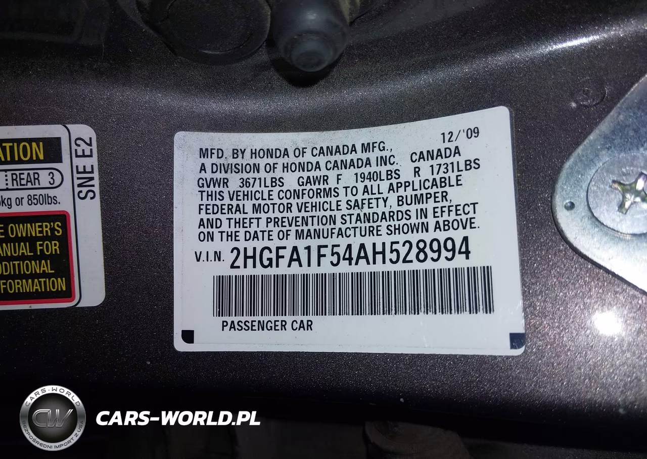 2010 Honda Civic Lx VIN:2HGFA1F54AH528994 - 9
