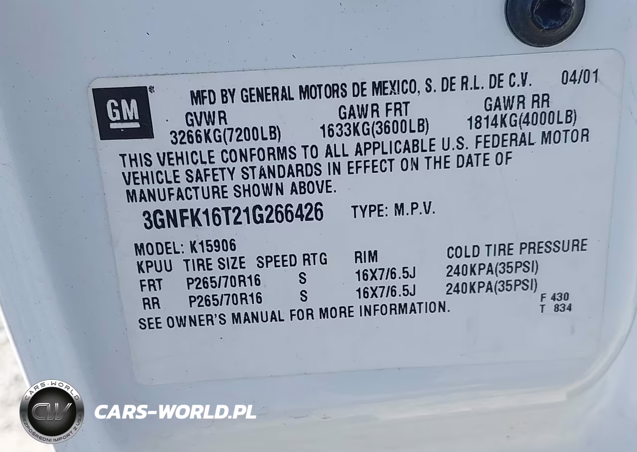 2001 Chevrolet Suburban 1500 Lt VIN:3GNFK16T21G266426 - 9