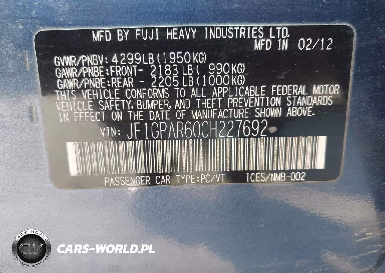 2012 Subaru Impreza 2.0I Sport Limited VIN:JF1GPAR60CH227692 - 9