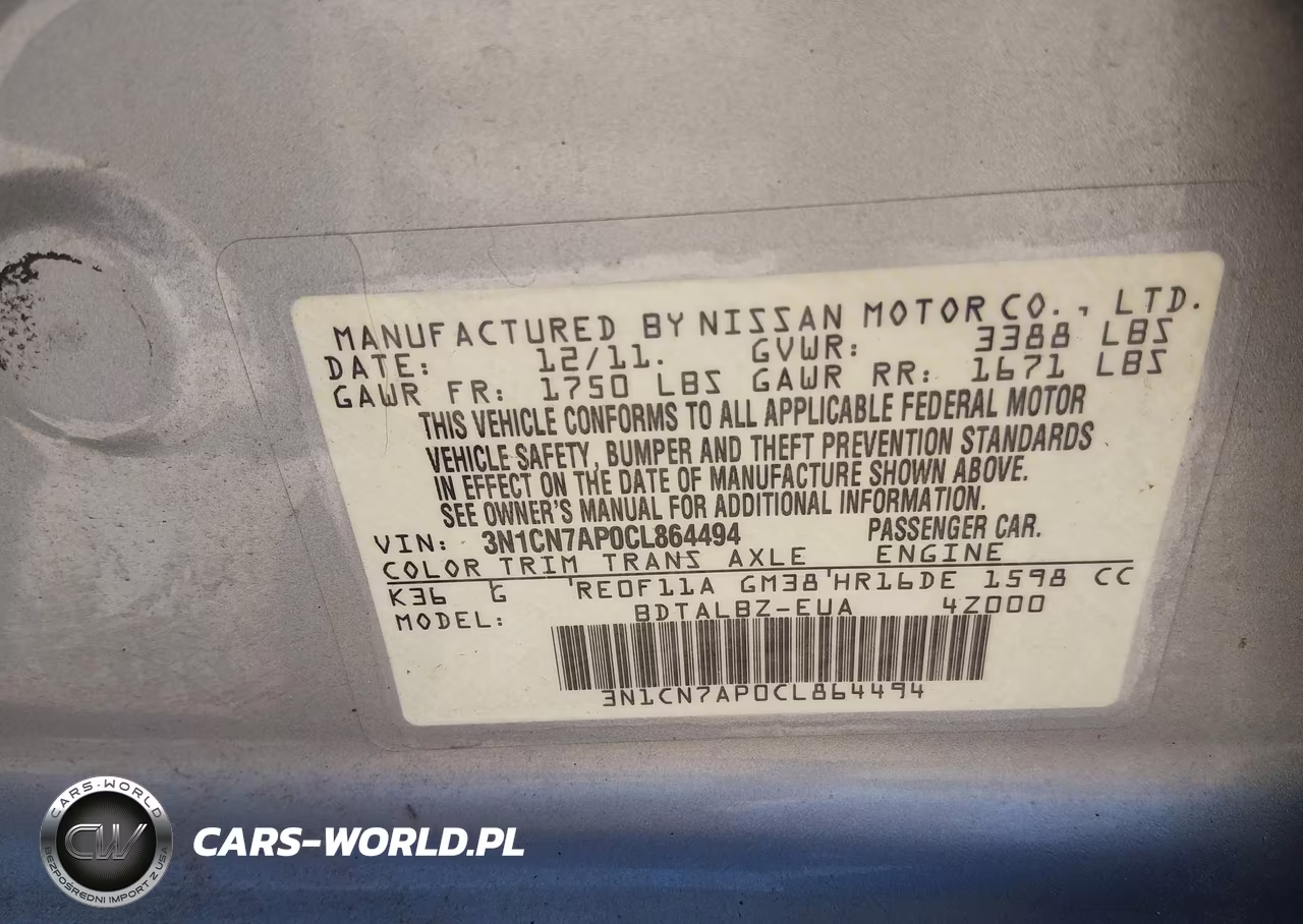 2012 Nissan Versa 1.6 Sv VIN:3N1CN7AP0CL864494 - 9