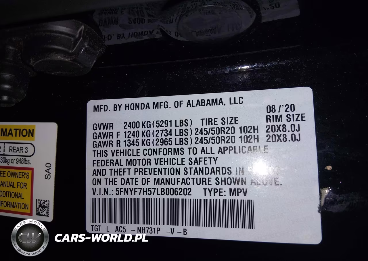 2020 Honda Passport 2Wd Ex-L VIN:5FNYF7H57LB006202 - 9