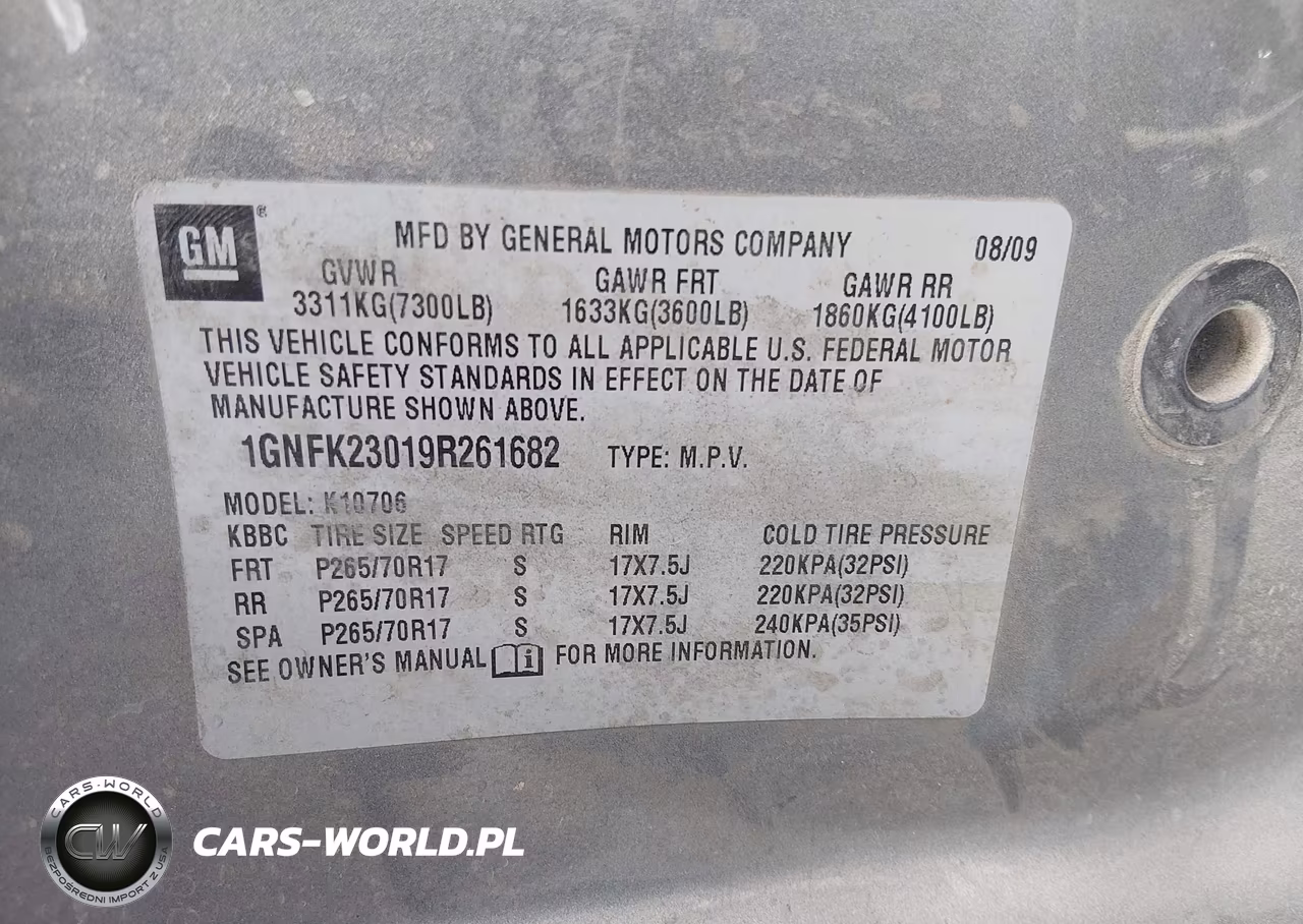 2009 Chevrolet Tahoe Lt1 VIN:1GNFK23019R261682 - 9