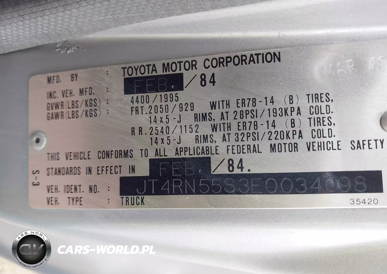 1984 Toyota Pickup 1-2 Ton Rn55 Sr5 VIN:JT4RN55S3E0034098 - 9