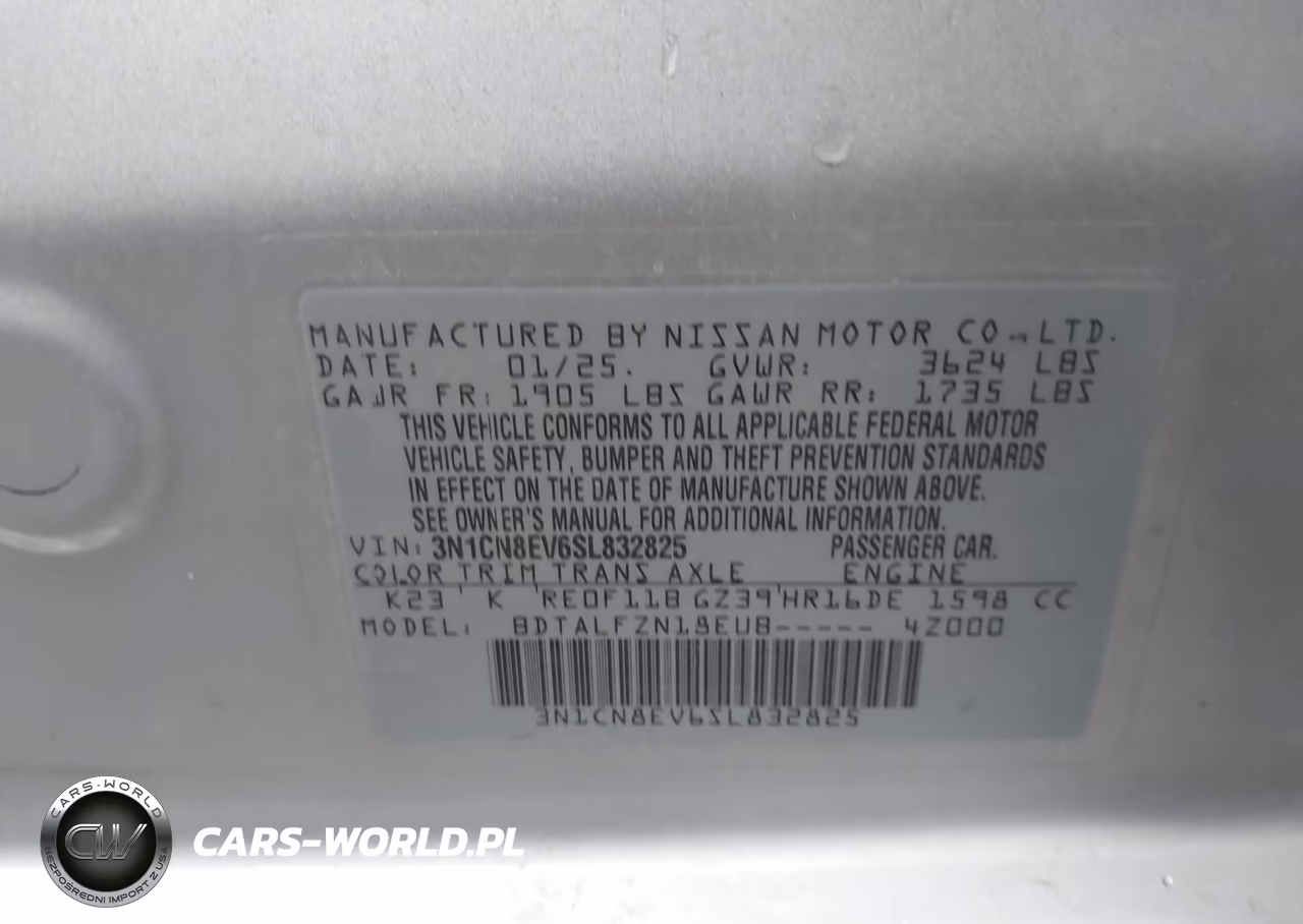 2025 Nissan Versa 1.6 Sv VIN:3N1CN8EV6SL832825 - 9