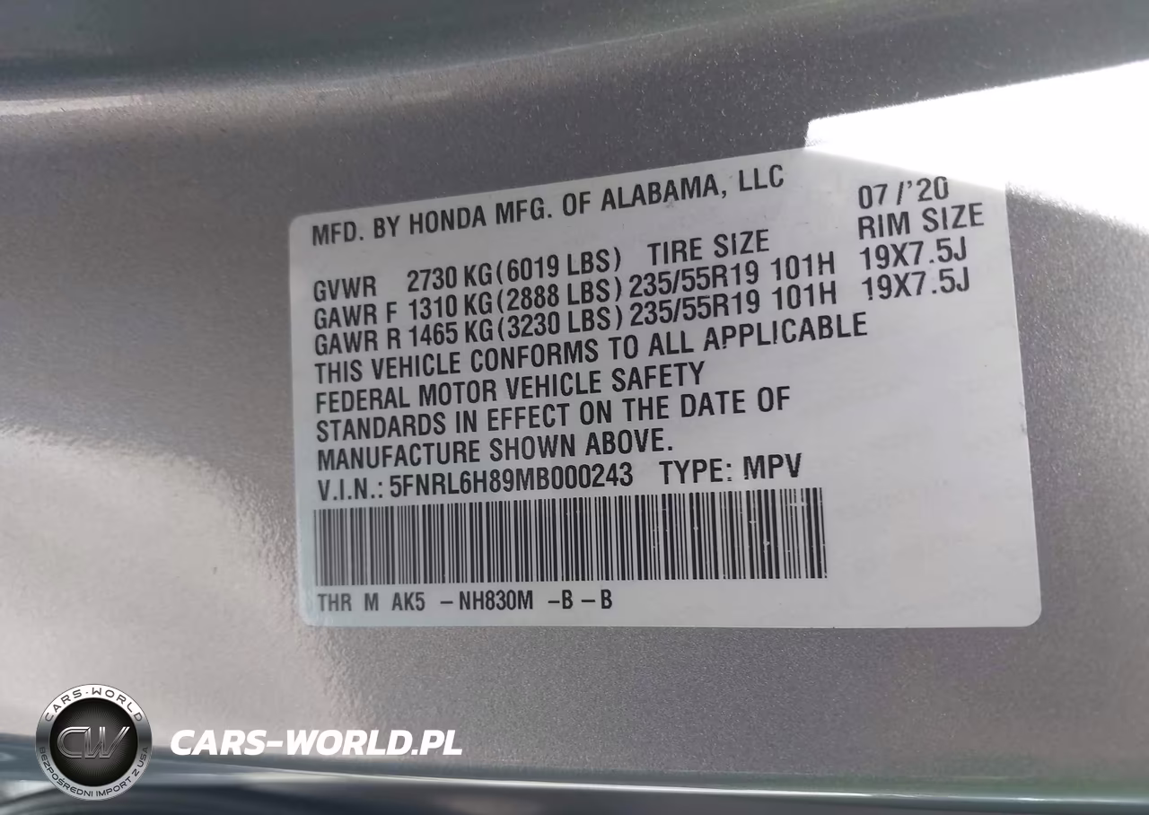2021 Honda Odyssey Touring VIN:5FNRL6H89MB000243 - 9
