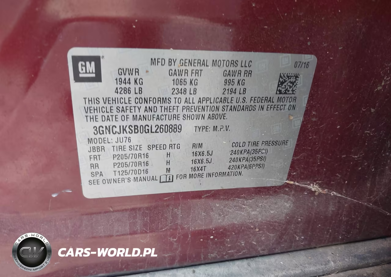 2016 Chevrolet Trax Ls VIN:3GNCJKSB0GL260889 - 9