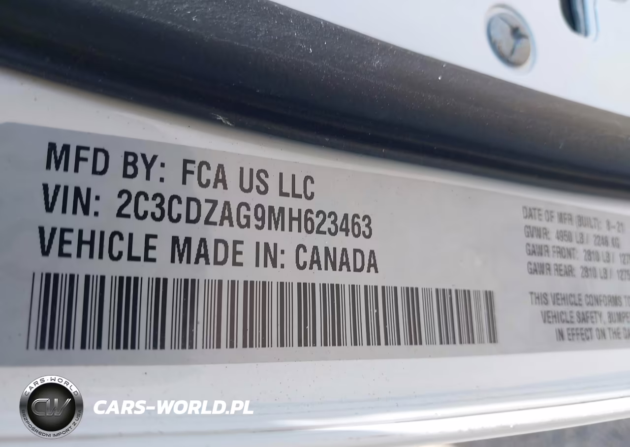2021 Dodge Challenger Sxt VIN:2C3CDZAG9MH623463 - 9