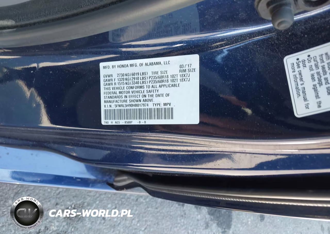 2017 Honda Odyssey Touring-Touring Elite VIN:5FNRL5H90HB017974 - 9