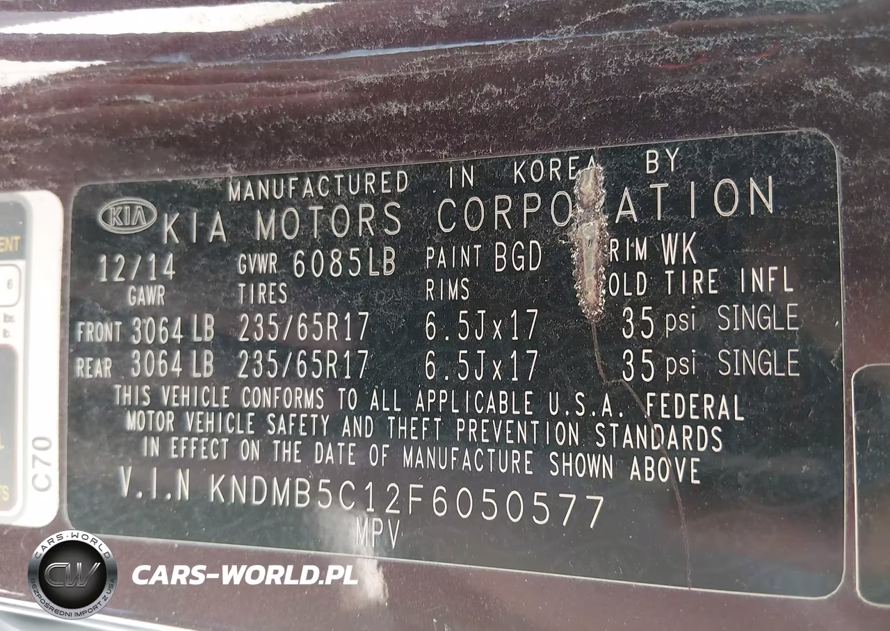 2015 Kia Sedona Lx VIN:KNDMB5C12F6050577 - 9