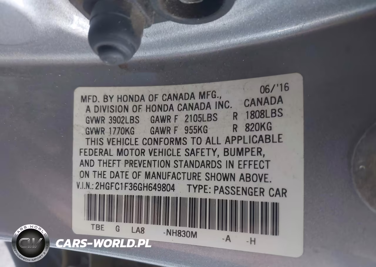 2016 Honda Civic Ex-T VIN:2HGFC1F36GH649804 - 9