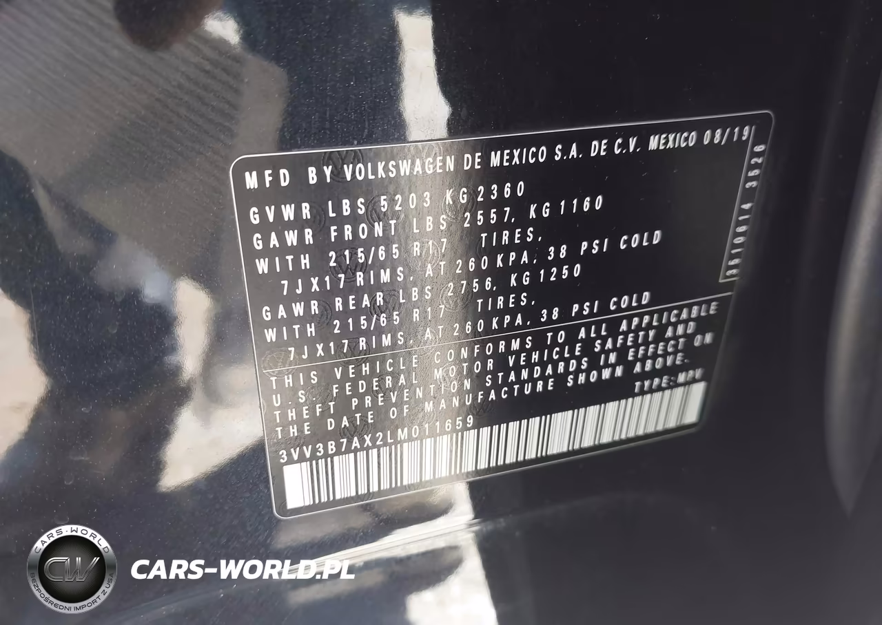 2020 Volkswagen Tiguan 2.0T Se-2.0T Se R-Line Black-2.0T Sel VIN:3VV3B7AX2LM011659 - 9