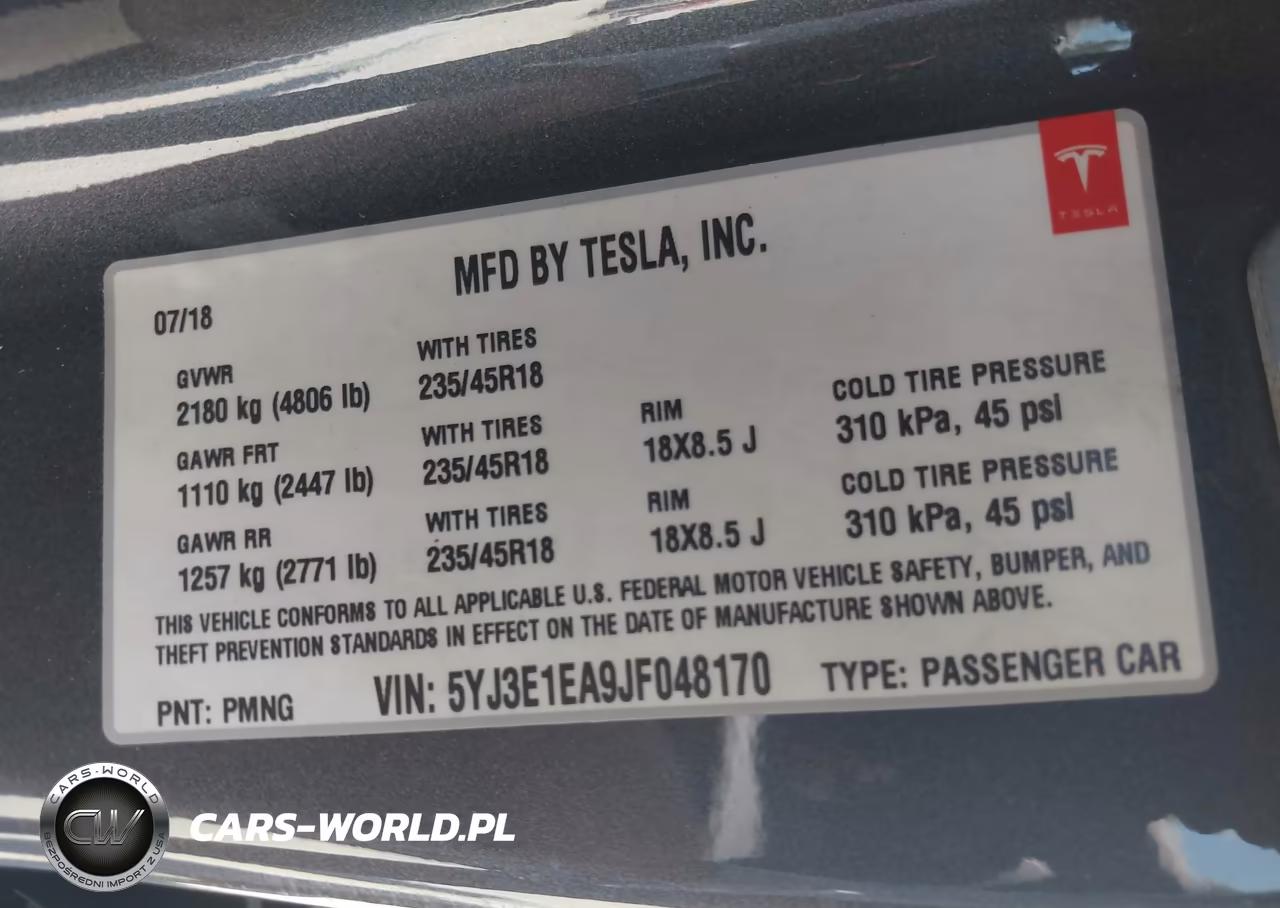 2018 Tesla Model 3 Long Range-Mid Range VIN:5YJ3E1EA9JF048170 - 9