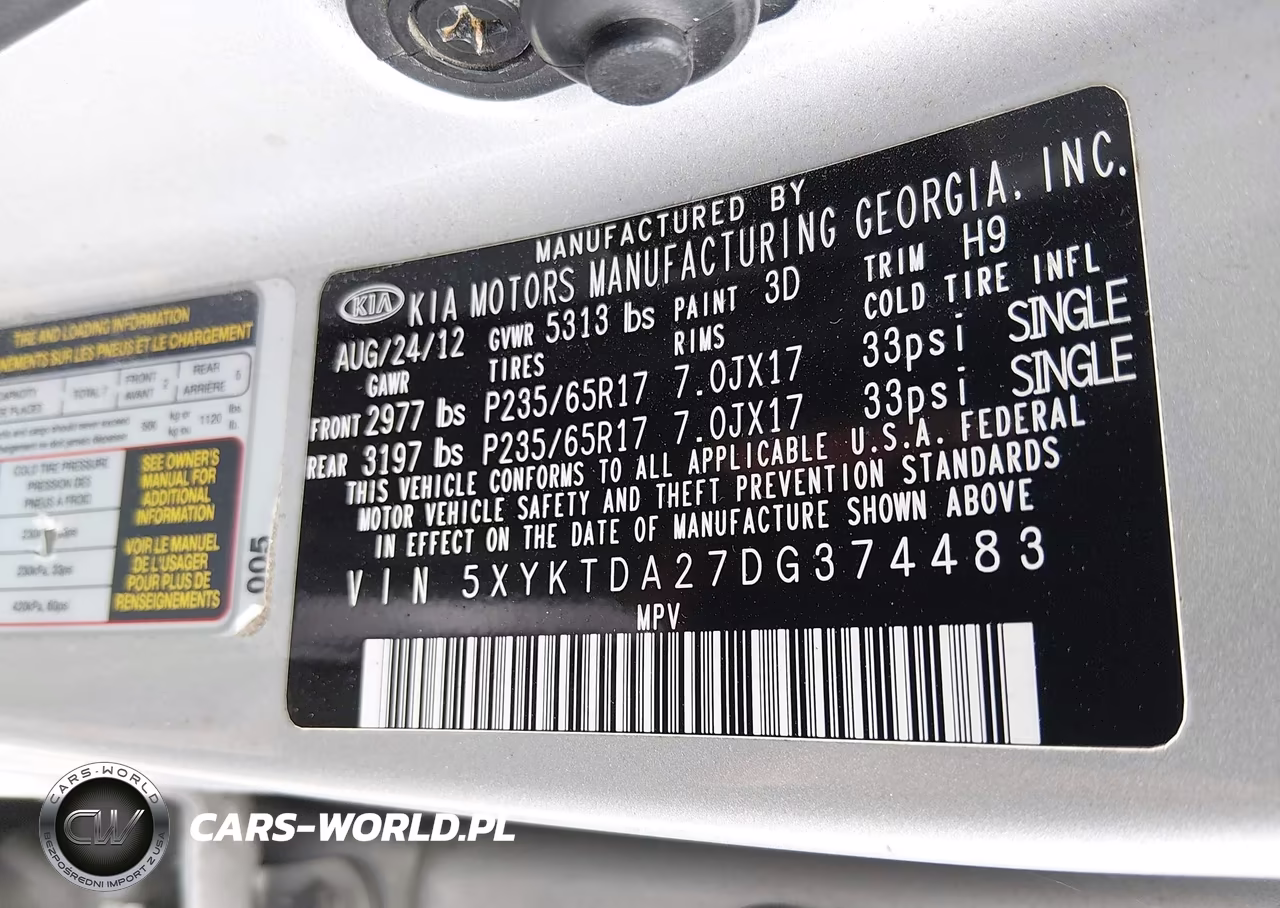 2013 Kia Sorento Lx V6 VIN:5XYKTDA27DG374483 - 9