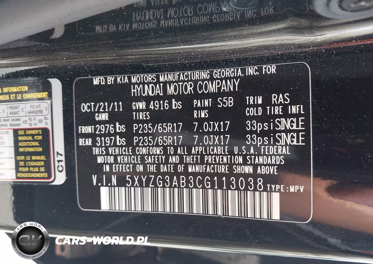 2012 Hyundai Santa Fe Gls VIN:5XYZG3AB3CG113038 - 9