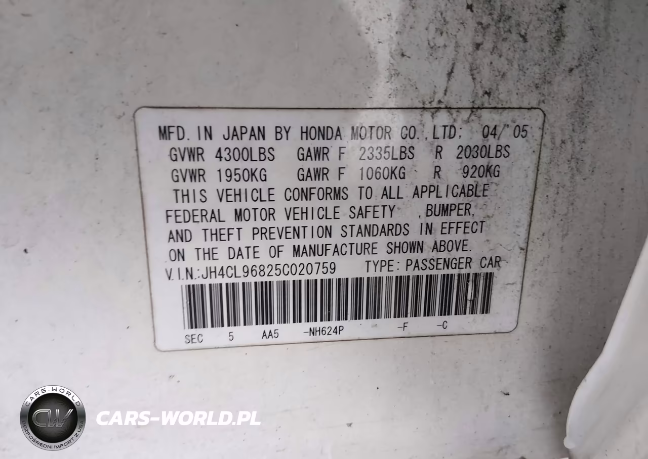 2005 Acura Tsx VIN:JH4CL96825C020759 - 9