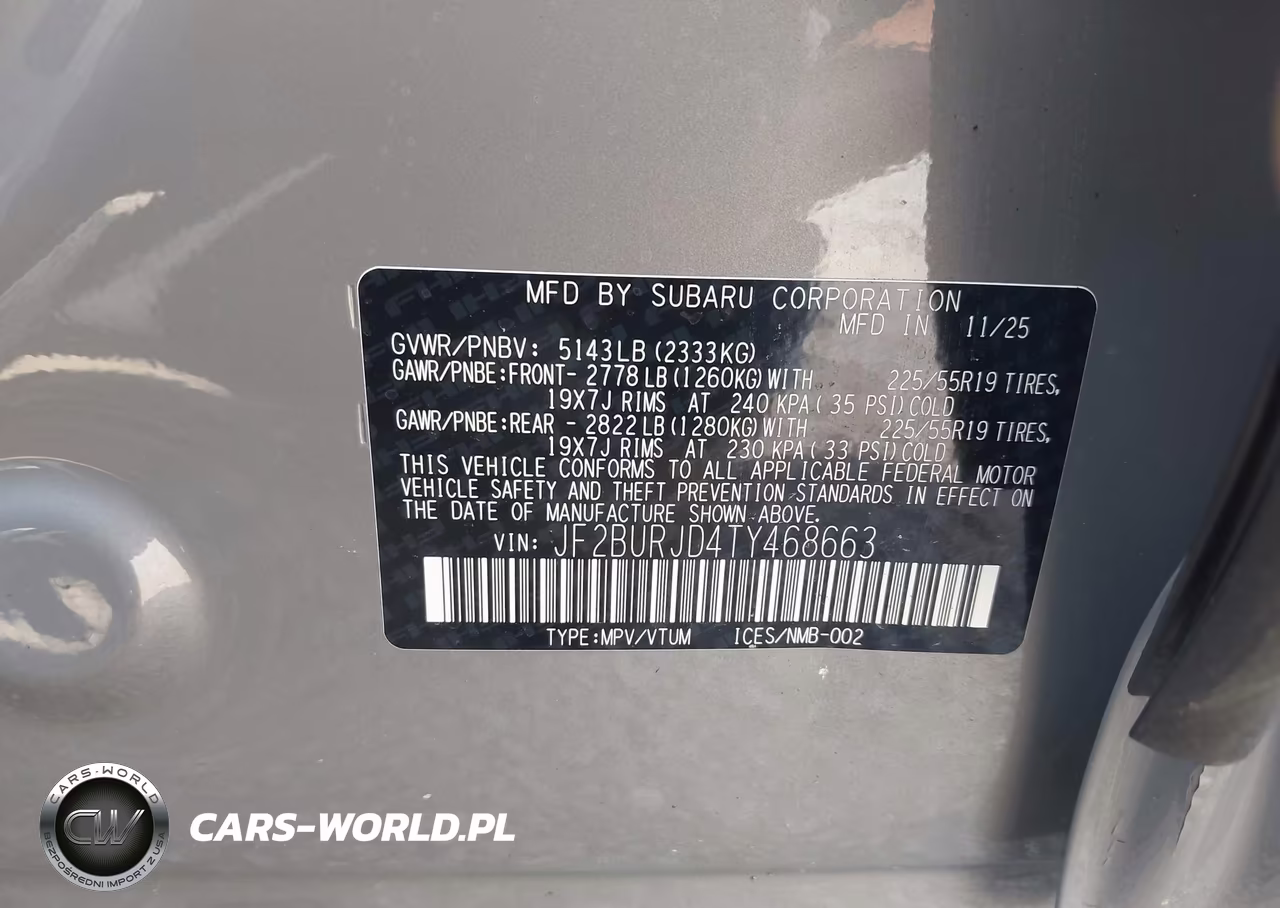 2026 Subaru Outback Touring Xt VIN:JF2BURJD4TY468663 - 9