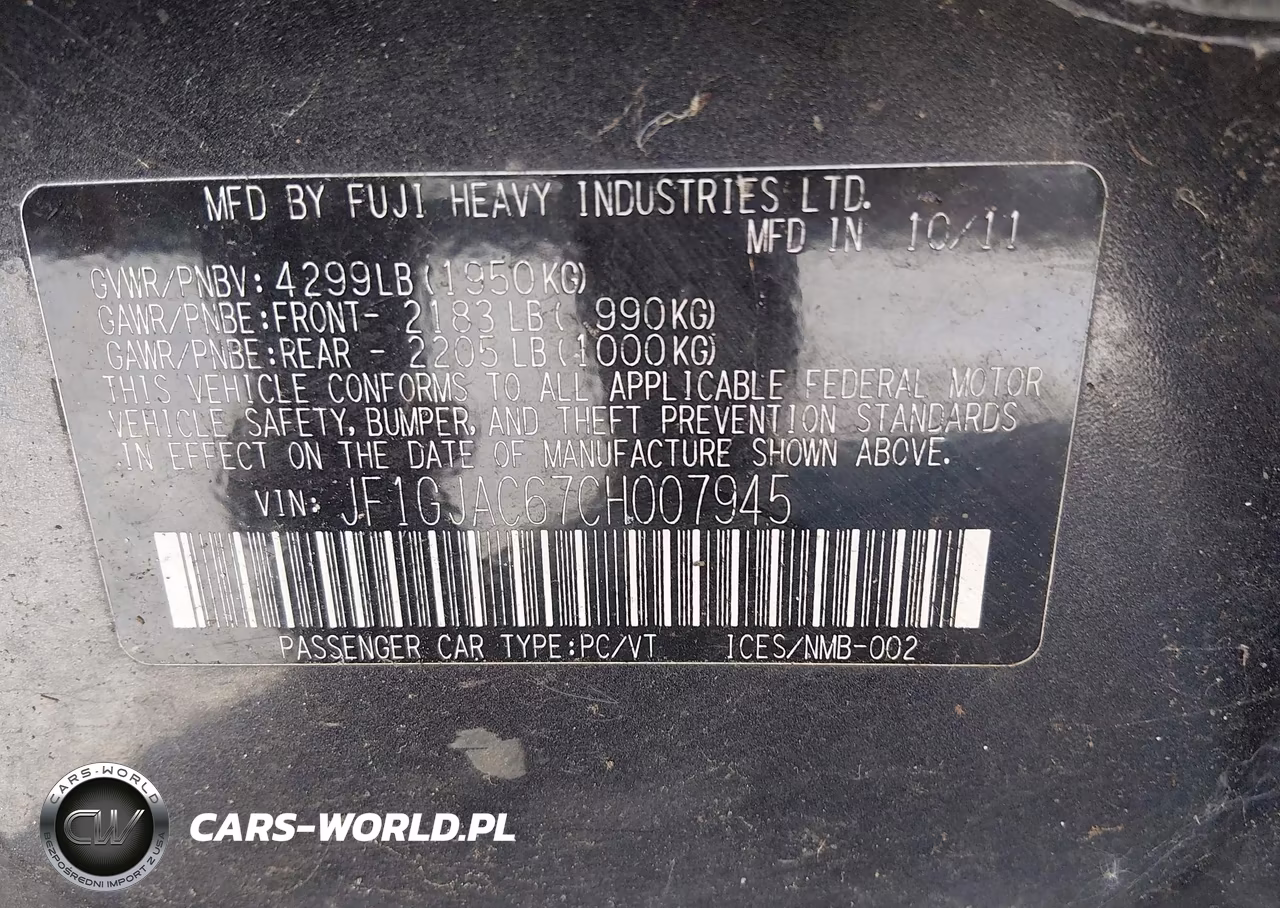 2012 Subaru Impreza 2.0I Premium VIN:JF1GJAC67CH007945 - 9
