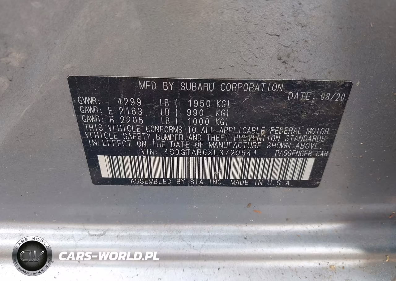 2020 Subaru Impreza 5-Door VIN:4S3GTAB6XL3729641 - 9