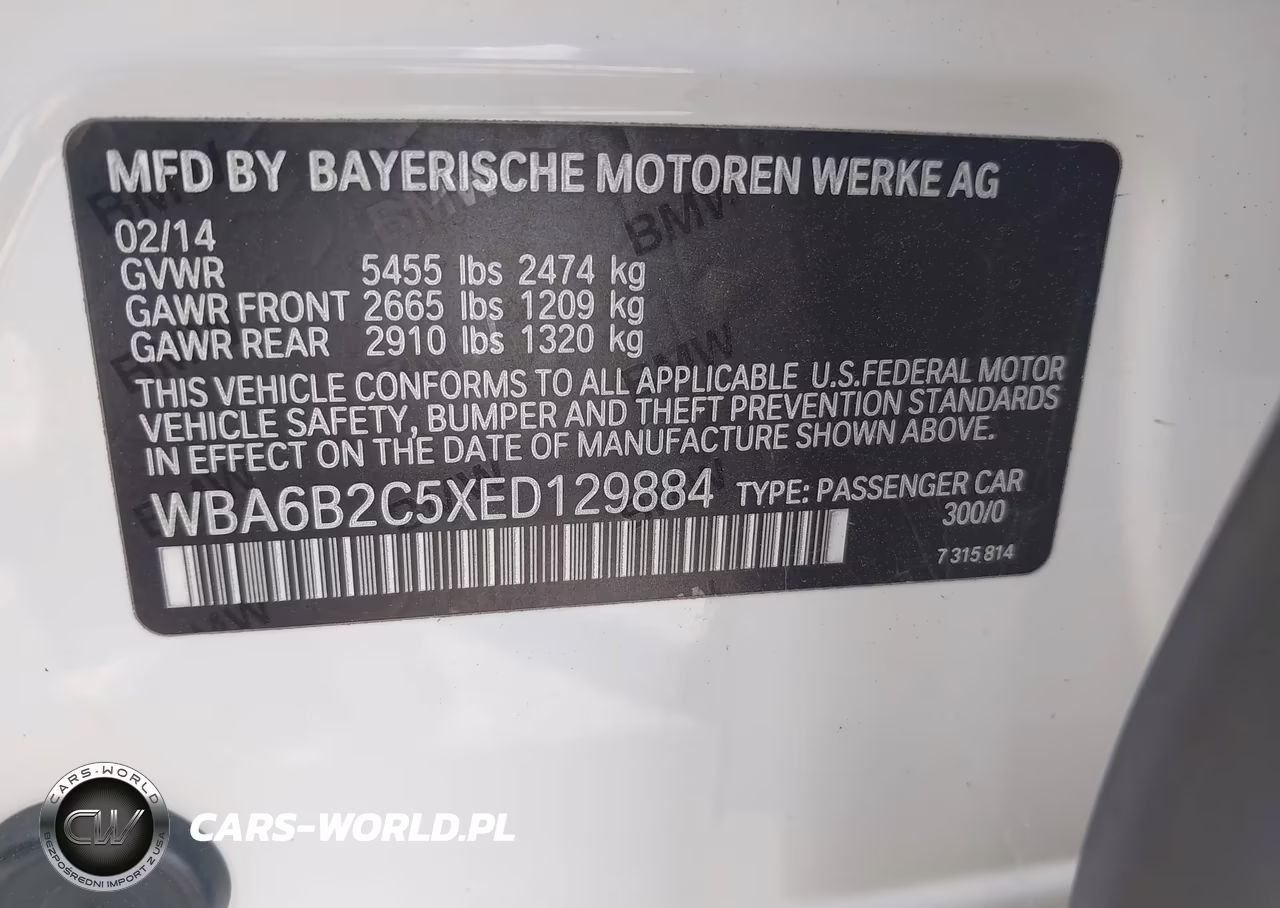 2014 BMW 650I Gran Coupe VIN:WBA6B2C5XED129884 - 9