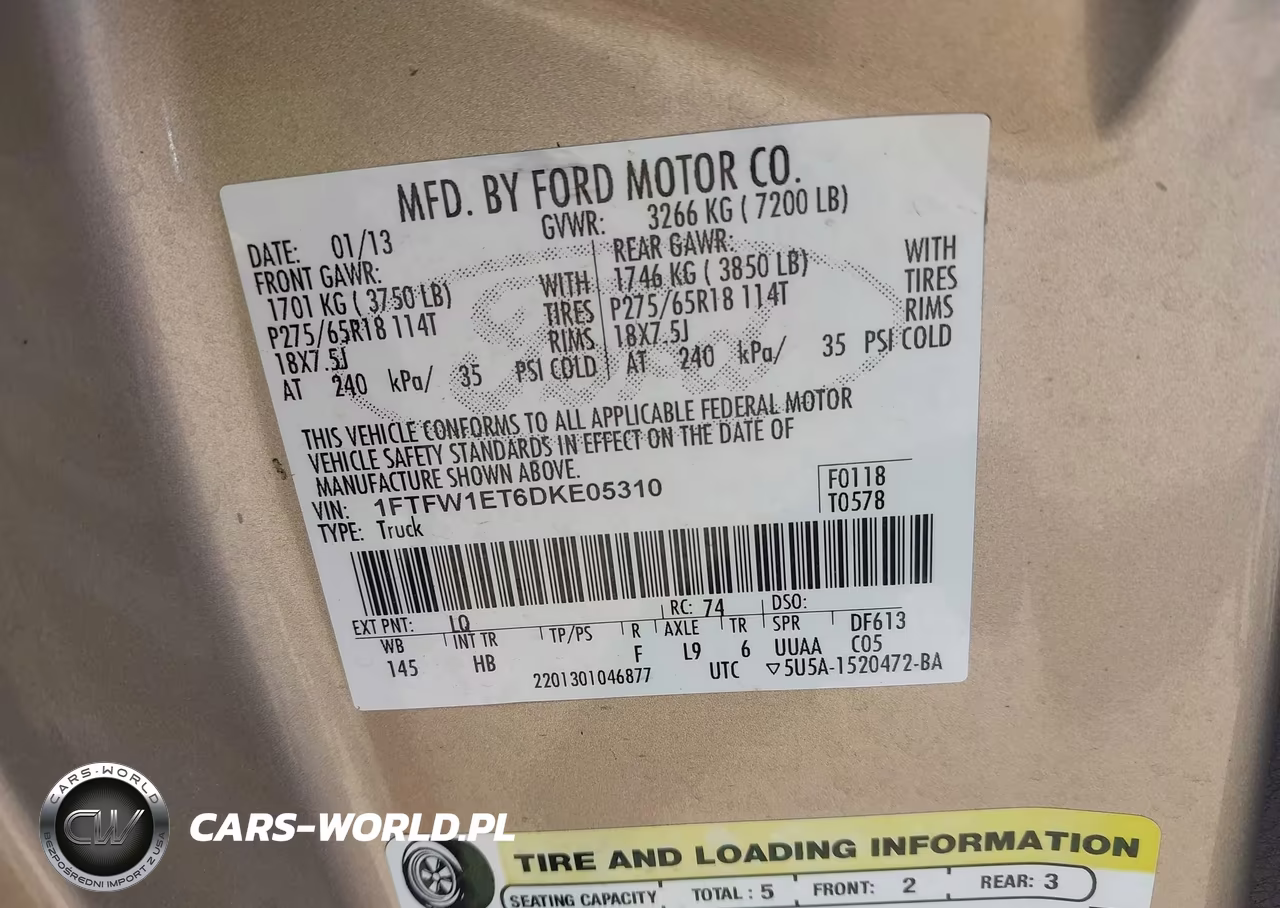 2013 Ford F-150 Lariat VIN:1FTFW1ET6DKE05310 - 9