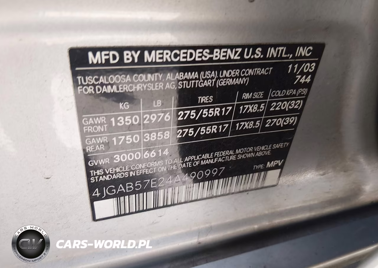 2004 Mercedes-Benz Ml 350 4Matic VIN:4JGAB57E24A490997 - 9