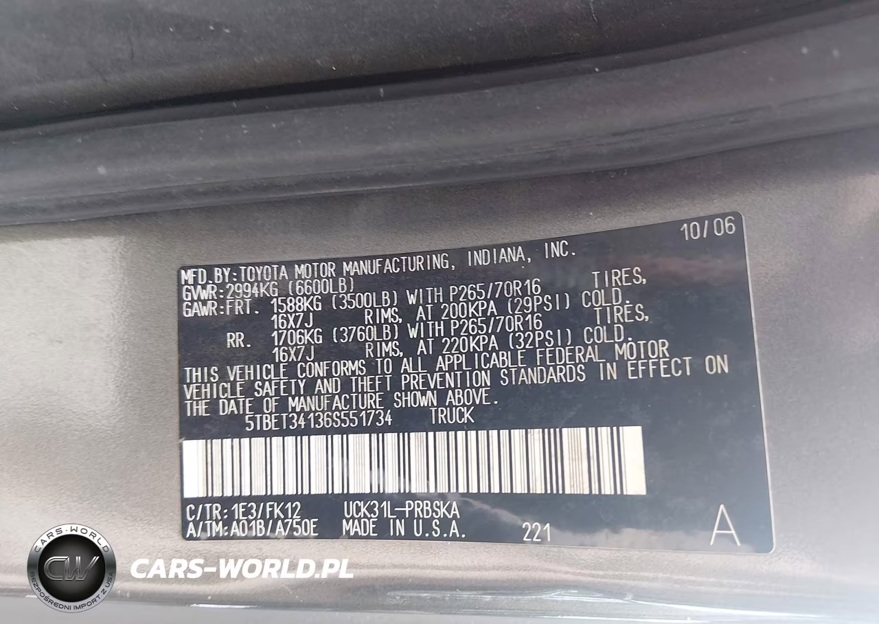 2006 Toyota Tundra Sr5 V8 VIN:5TBET34136S551734 - 9